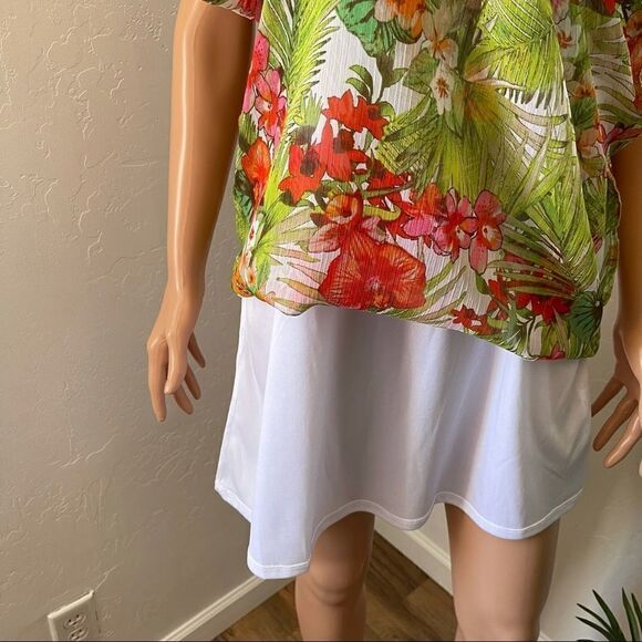 GB Tropical Print Sheer Crisscross Back Maxi Dress - Picture 11 of 14